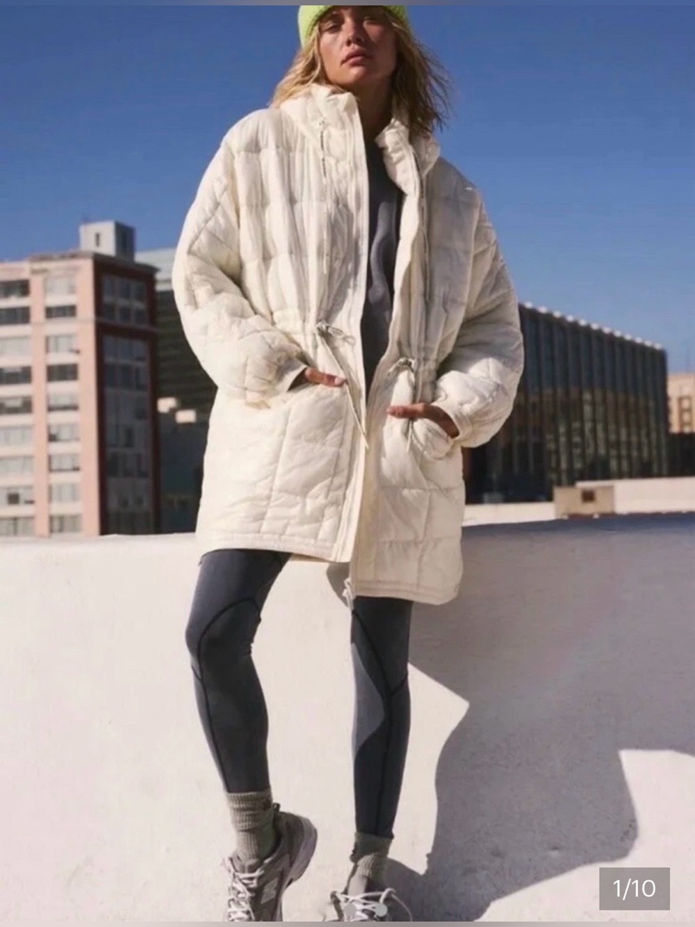 Free People/ FP Movement Patricia Packable
Poncho Puffer Coat Size Medium Ivory